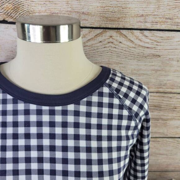 Draper James Natalie Sweatshirt in Gingham Navy White Size Extra Large - Picture 3 of 9